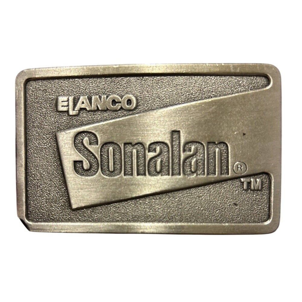 Vintage Elanco Sonalan Belt Buckle Pewter Tone In Appreciation‎ Of Your Support
